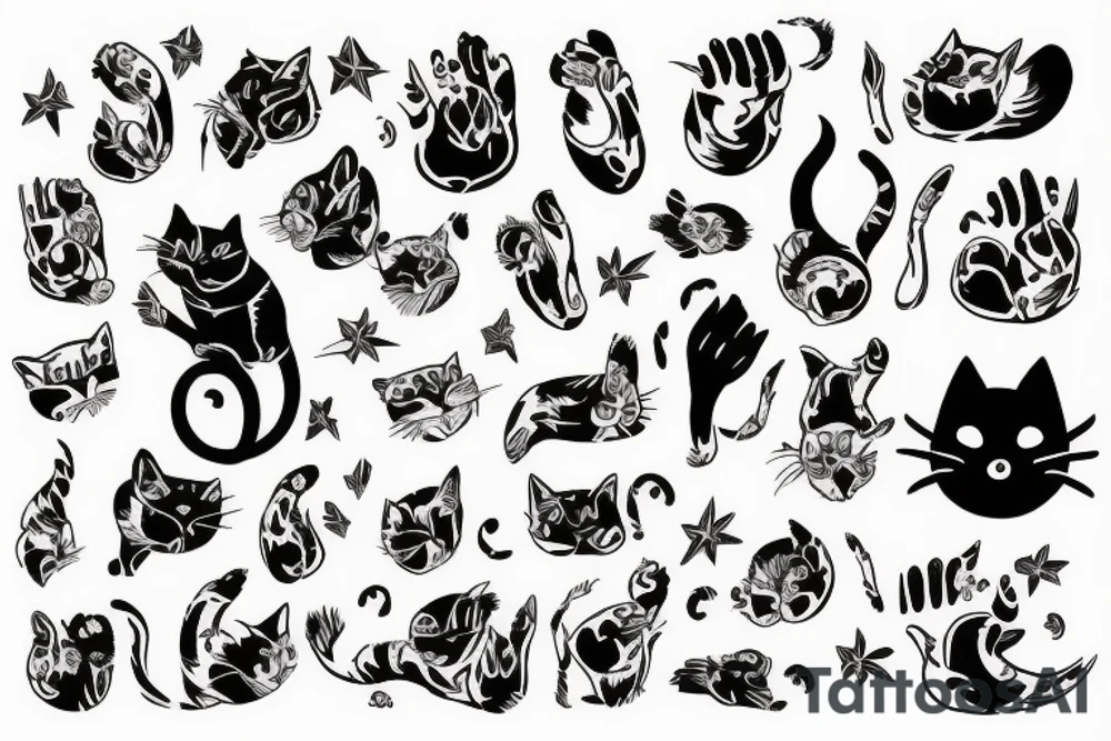 Cat with big claws tattoo idea