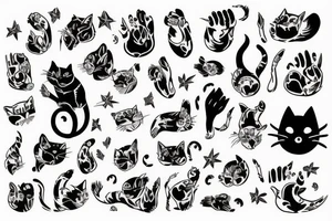 Cat with big claws tattoo idea