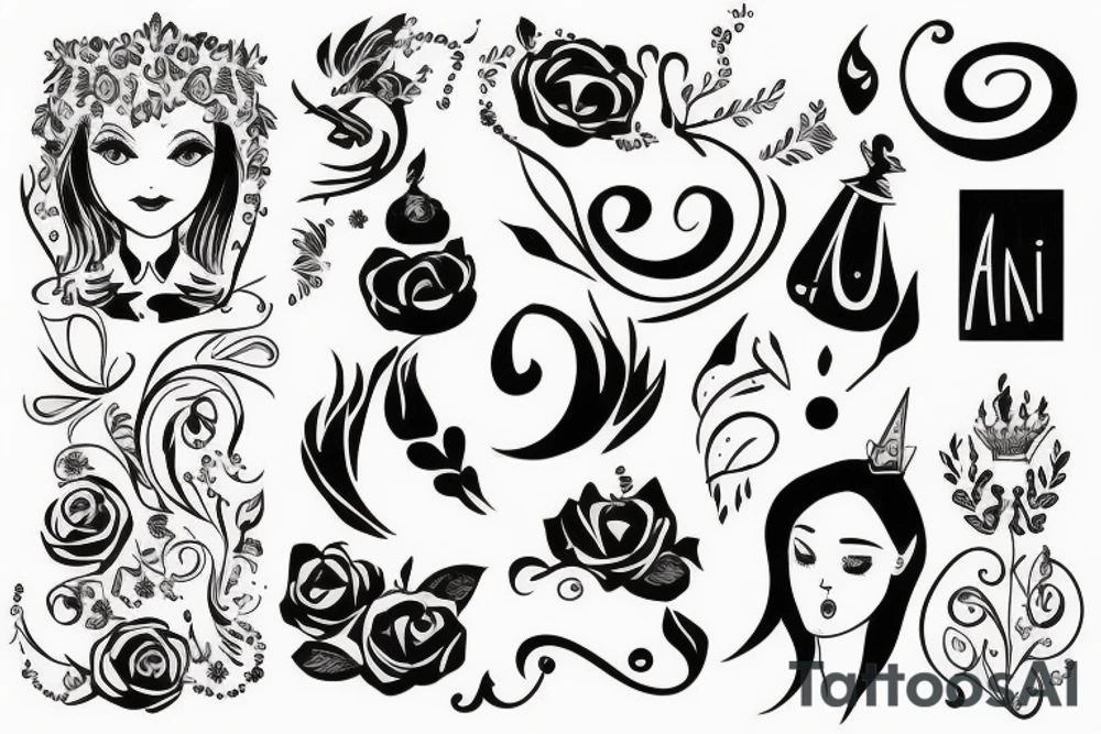 Sign “Anna” with some magic around tattoo idea