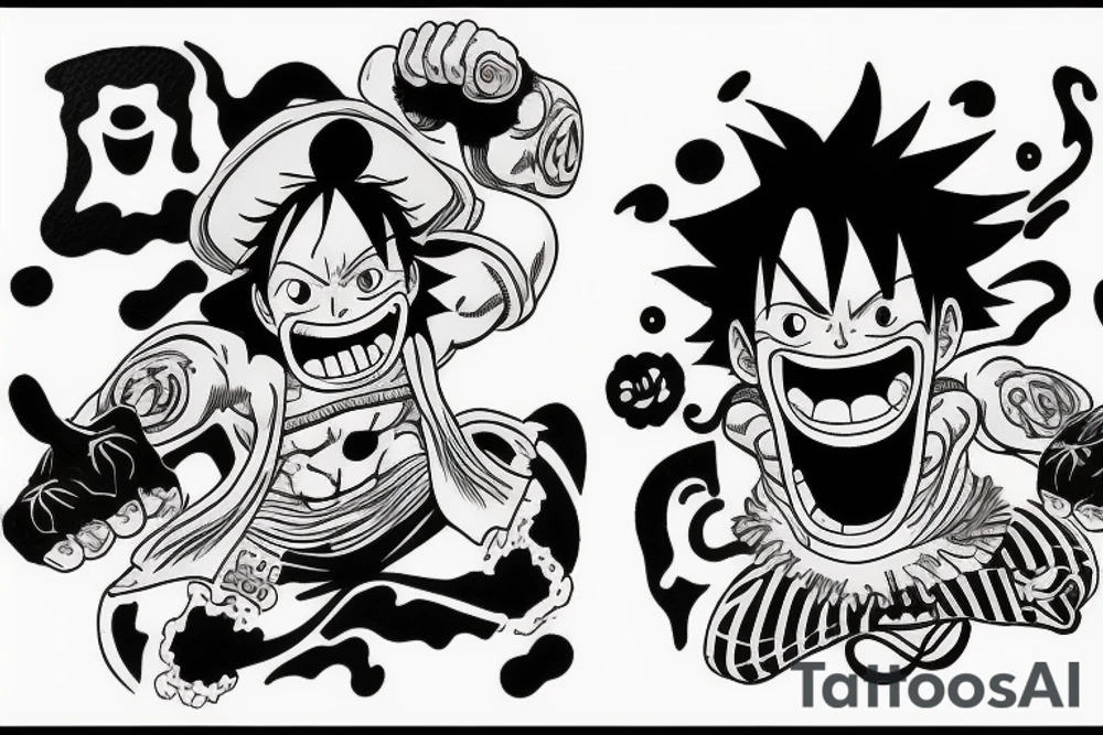 Luffy gear 5 angry tattoo idea