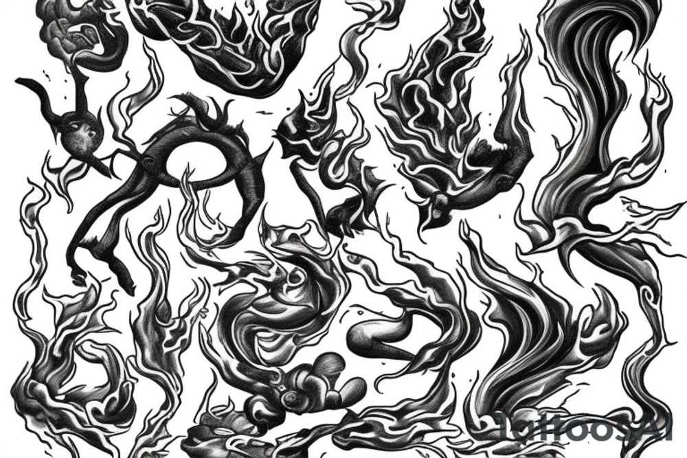 Creation of Adam with some fire around tattoo idea