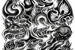 Creation of Adam with some fire around tattoo idea