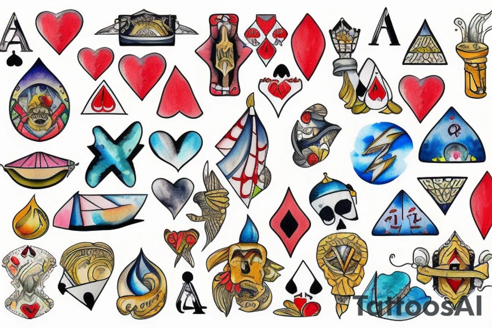 a beach inside an Ace playing card tattoo idea
