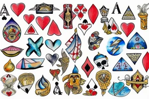 a beach inside an Ace playing card tattoo idea