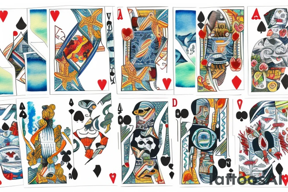 a beach inside an Ace playing card tattoo idea