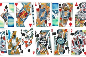 a beach inside an Ace playing card tattoo idea