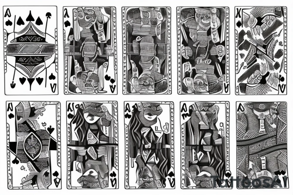 stack of books and playing cards tattoo idea