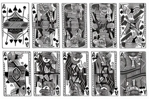 stack of books and playing cards tattoo idea