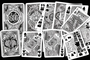 stack of books and playing cards tattoo idea