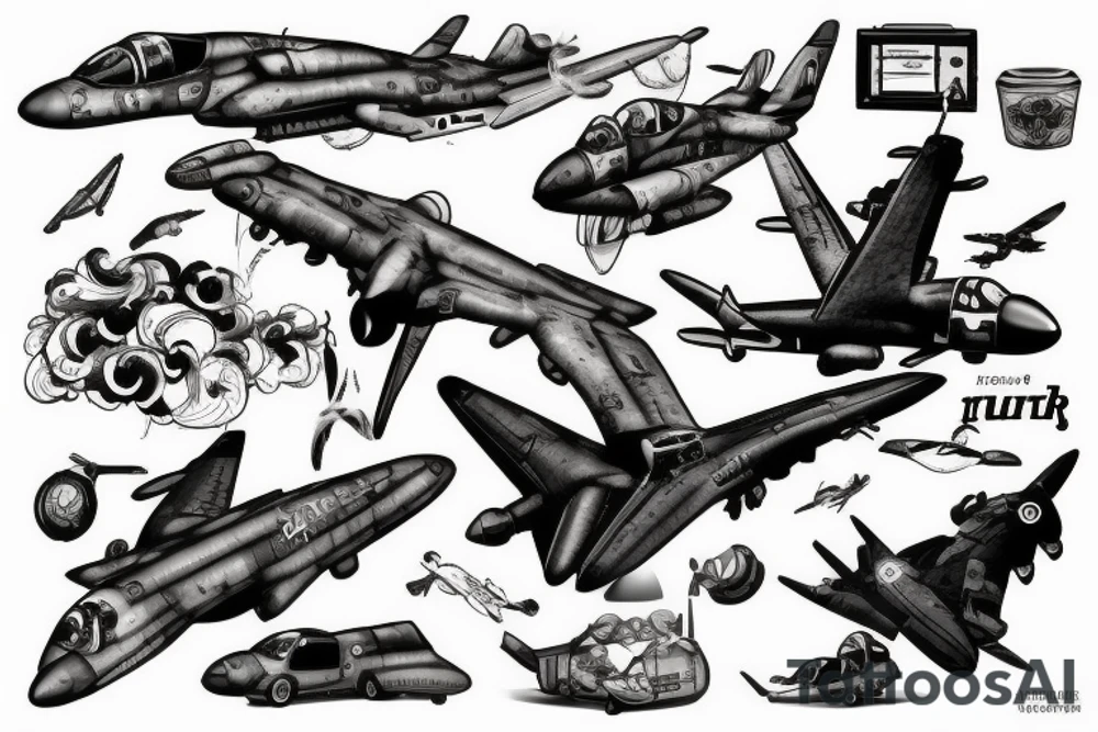 Harrier dropping bombs tattoo idea