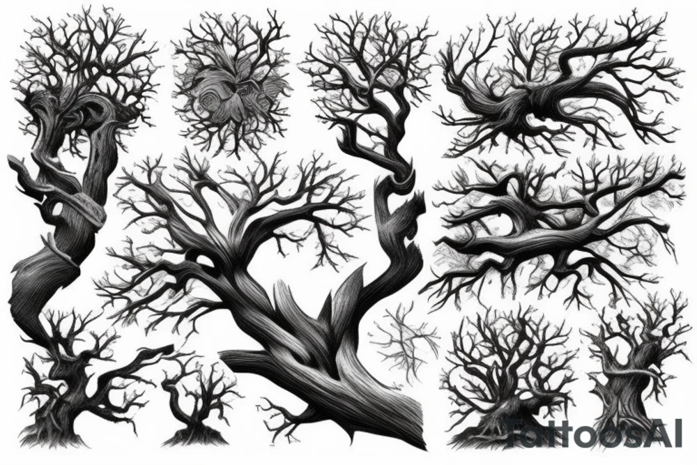 Old oak in realistic Style. tattoo idea