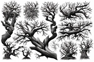 Old oak in realistic Style. tattoo idea