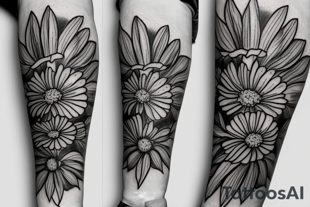 Aster flower and morning glory flower on inside of forearm tattoo idea
