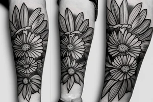 Aster flower and morning glory flower on inside of forearm tattoo idea