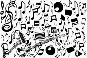 Clouds with music notes tattoo idea