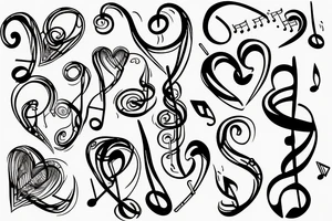 Musical notes coming from a heart tattoo idea