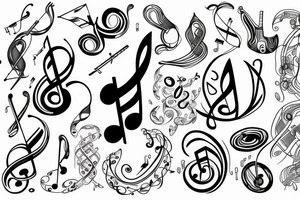 Musical notes coming from a heart tattoo idea