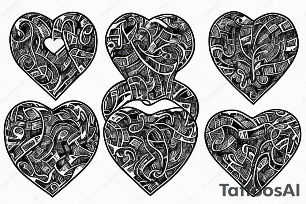 Musical notes coming from a heart tattoo idea