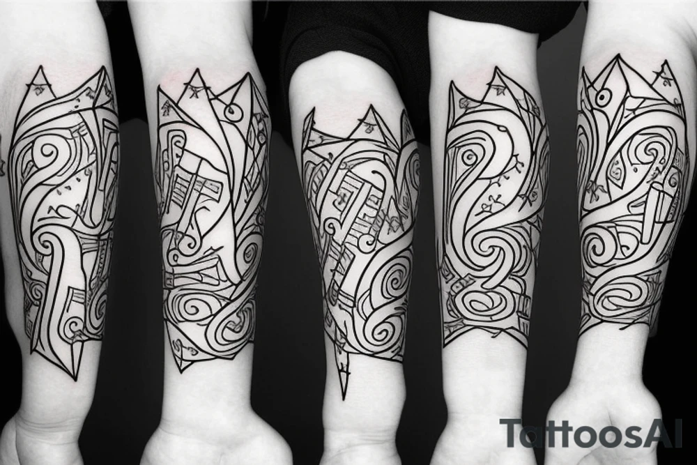 Shooting stars with musical notes on inner forearm tattoo idea