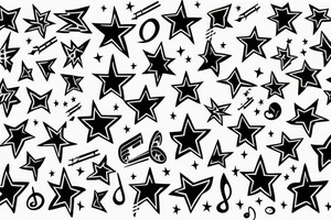 Shooting stars with musical notes on inner forearm tattoo idea