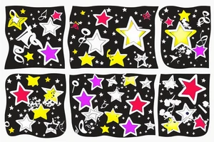 Colorful Shooting stars with musical notes on inner forearm tattoo idea