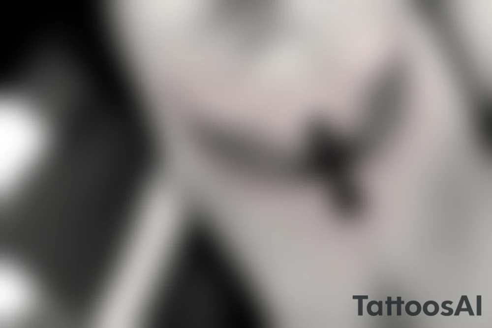 Tattoo with a cross in the center. cracks, lots of detail, hyperdetailing, wings, angel, letters, artistic strokes, line art tattoo idea