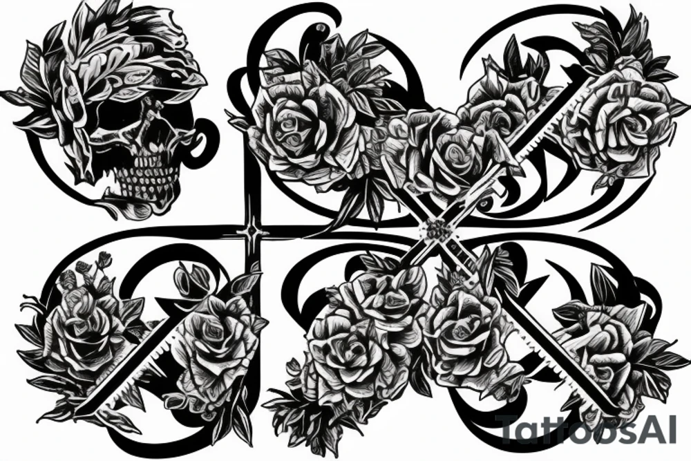 Cross with a wreath around it on the brush tattoo idea