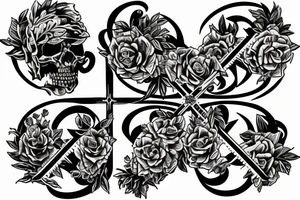 Cross with a wreath around it on the brush tattoo idea