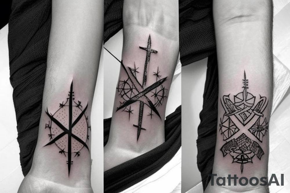 Cross with a crown of thorns around it on the wrist tattoo idea