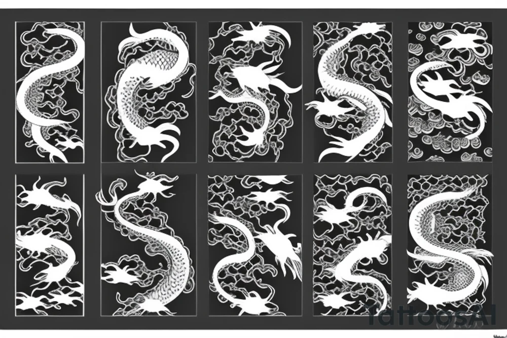 Black Koi Fish Japanese waves with lotus flowers with a black and grey Japanese dragon tattoo idea