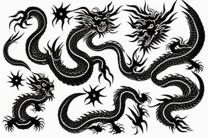 Japanese dragon black grey tattoo idea