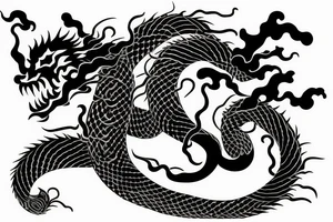Japanese dragon black grey tattoo idea