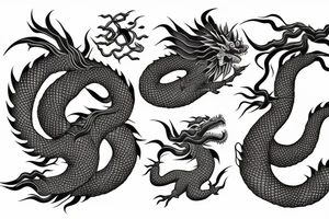 Japanese dragon black grey tattoo idea