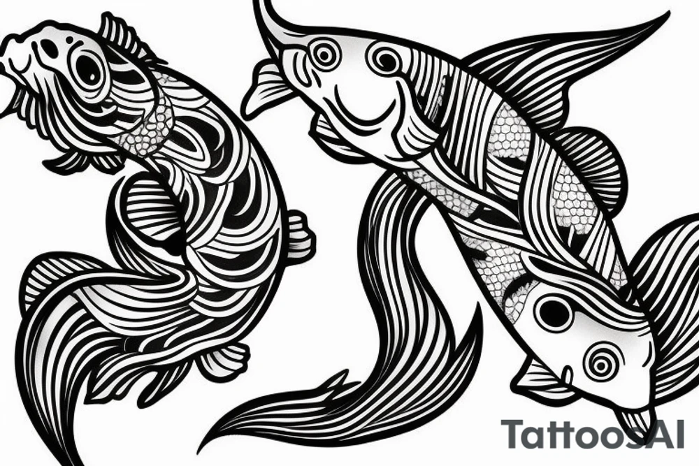 Koi Fish on arm with japanese water waves and japanese flowers tattoo idea
