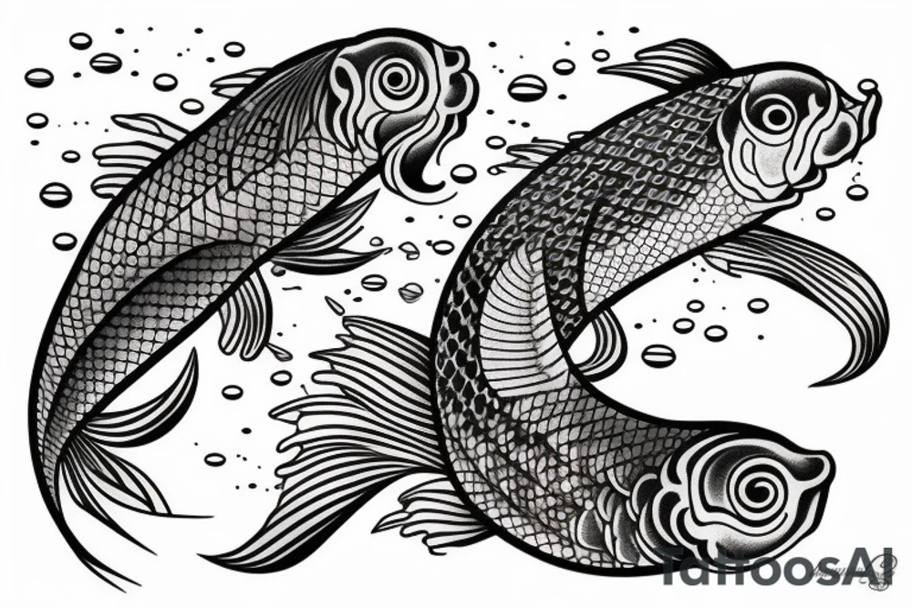 Koi Fish on arm with japanese water waves and japanese flowers tattoo idea