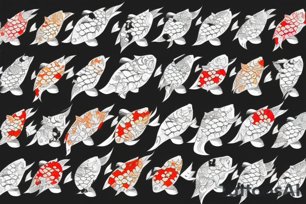 Koi Fish with japanese water waves and japanese flowers tattoo idea