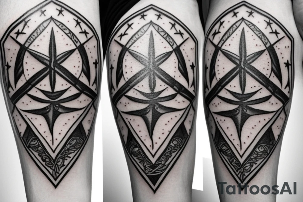 A single sword with a nautical star and incorporated tattoo idea A single sword with a nautical star and incorporated tattoo idea