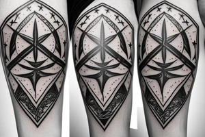 A single sword with a nautical star and incorporated tattoo idea
