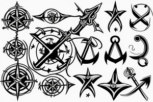 A single sword with a nautical star and incorporated tattoo idea