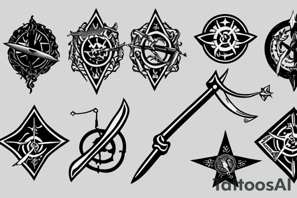 A single sword with a nautical star incorporated tattoo idea A single sword with a nautical star incorporated tattoo idea