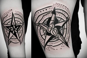 A single sword with a nautical star incorporated tattoo idea