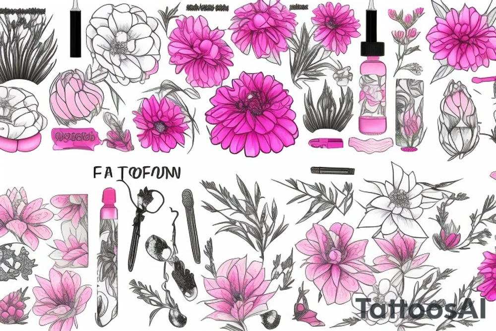Pink flannel flower tattoo idea