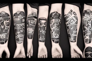 Black can in funny hat with black sweater tattoo idea