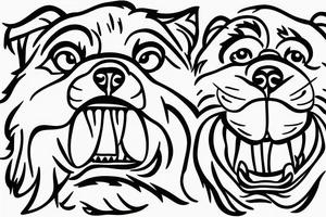 Chow Chow face with simple lines and a tongue coming out from the side of the mouth tattoo idea