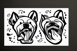 Chow Chow face with simple lines and a tongue coming out from the side of the mouth tattoo idea