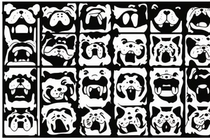 Friendly chow chow face with simple lines and tongue coming out from the side of the mouth tattoo idea