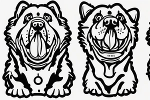 Friendly chow chow face with simple lines and tongue coming out from the side of the mouth tattoo idea