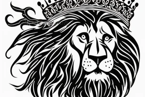Full lion face with crown on head tattoo idea