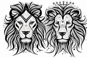 Full lion face with crown on head tattoo idea