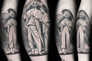 |Cristo rei of Dili
 with 2 parents walking up stairs with their little boy in the middle


sleeve tattoo idea